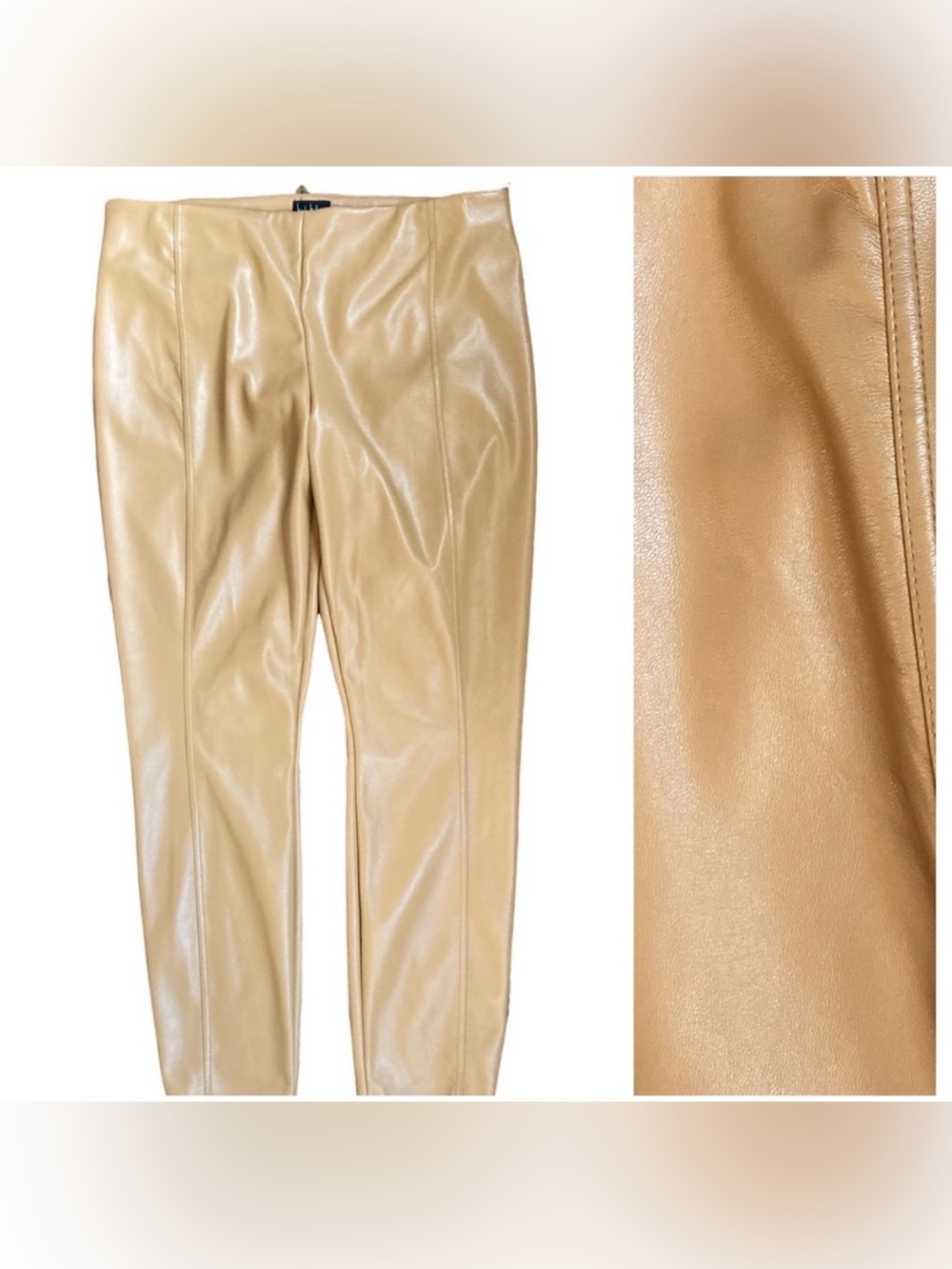 Nicole Miller XL Faux Leather Butterscotch Color Super Soft Leggings Like New